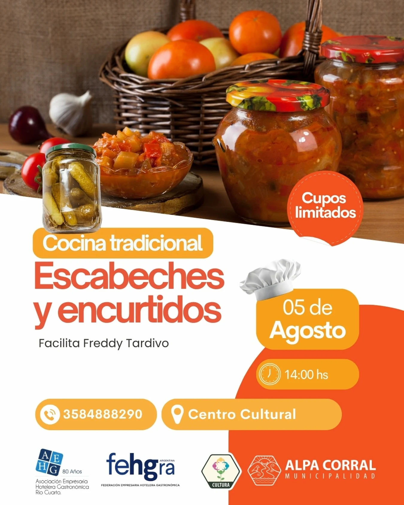 Placa informativa del Curso de Cocina Tradicional en Alpa Corral