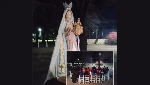 Imagen de la Virgen del Tránsito durante la Novena en Alpa Corral