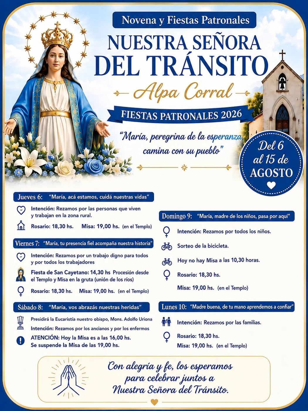 Placa Fiestas Patronales 2026 en Alpa Corral