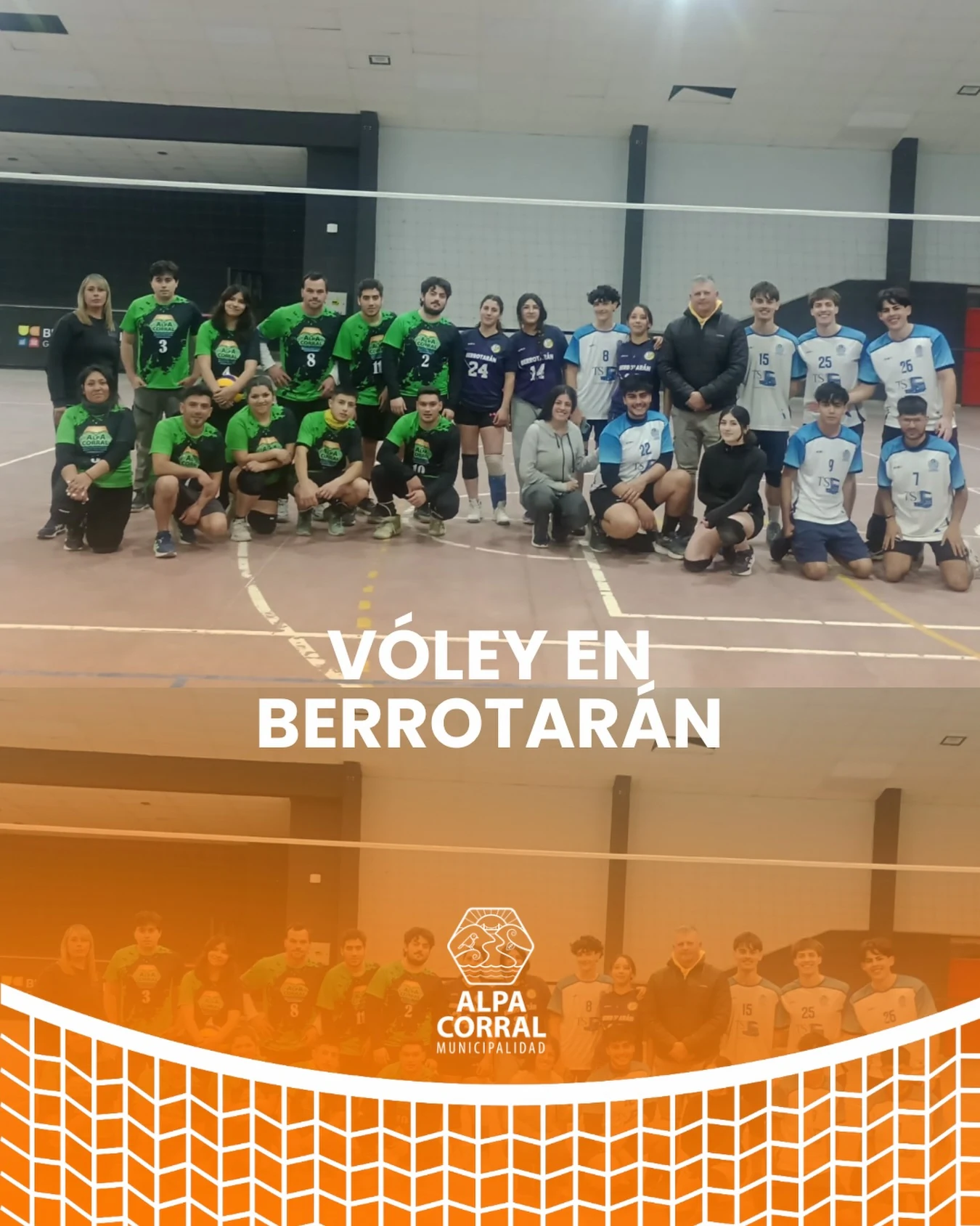 Placa municipal sobre el equipo de vóley en Berrotarán